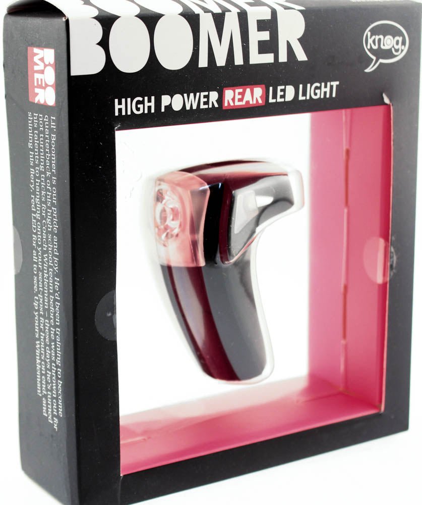 KNOG BOOMER '12 Black 1 RED LED Bike Rear Light 7 Lumen 4 Mode 600m Vis NEW - Random Bike Parts