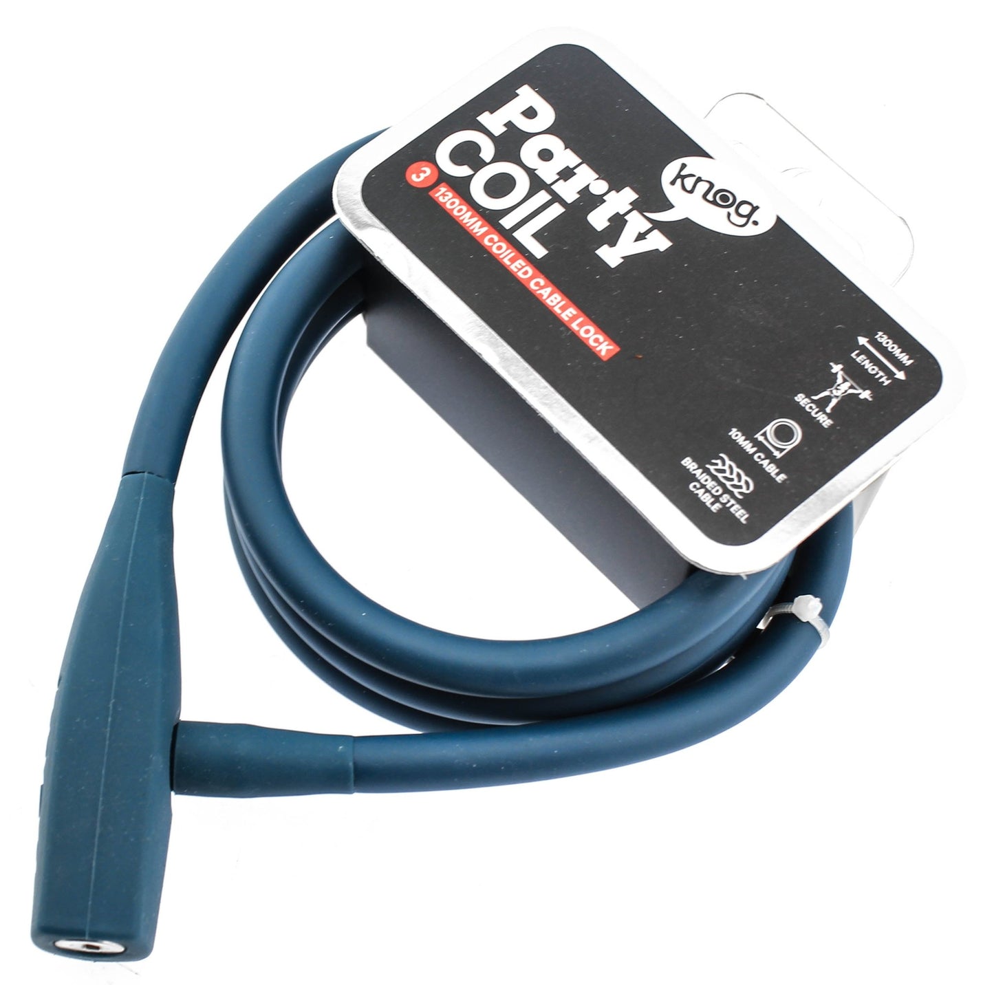 Knog Party Coil 1300mm Coiled Cable Bike Lock 10mm Braided Steel Indigo NEW - Random Bike Parts