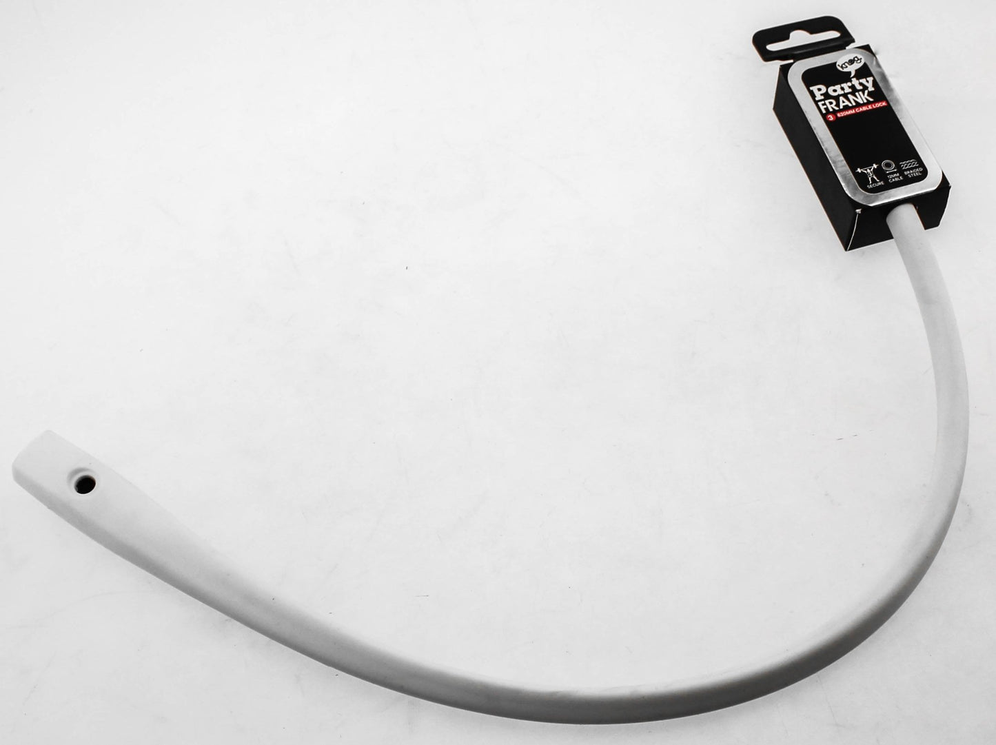 KNOG PARTY FRANK 620mm Cable Bike Lock With Bracket White Keyed Steel NEW - Random Bike Parts