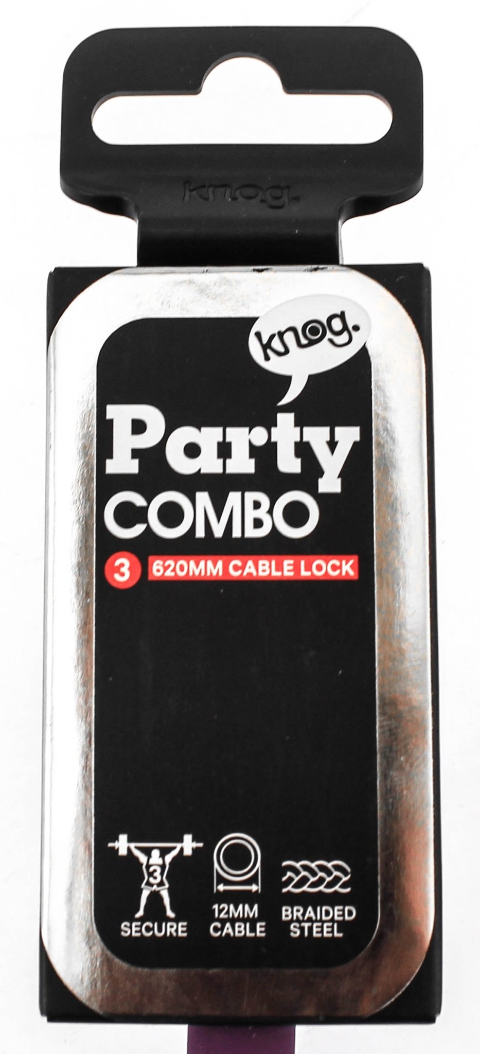 Knog Party Combo 620mm Combination Bike Lock Braided Steel Grape Purple New - Random Bike Parts