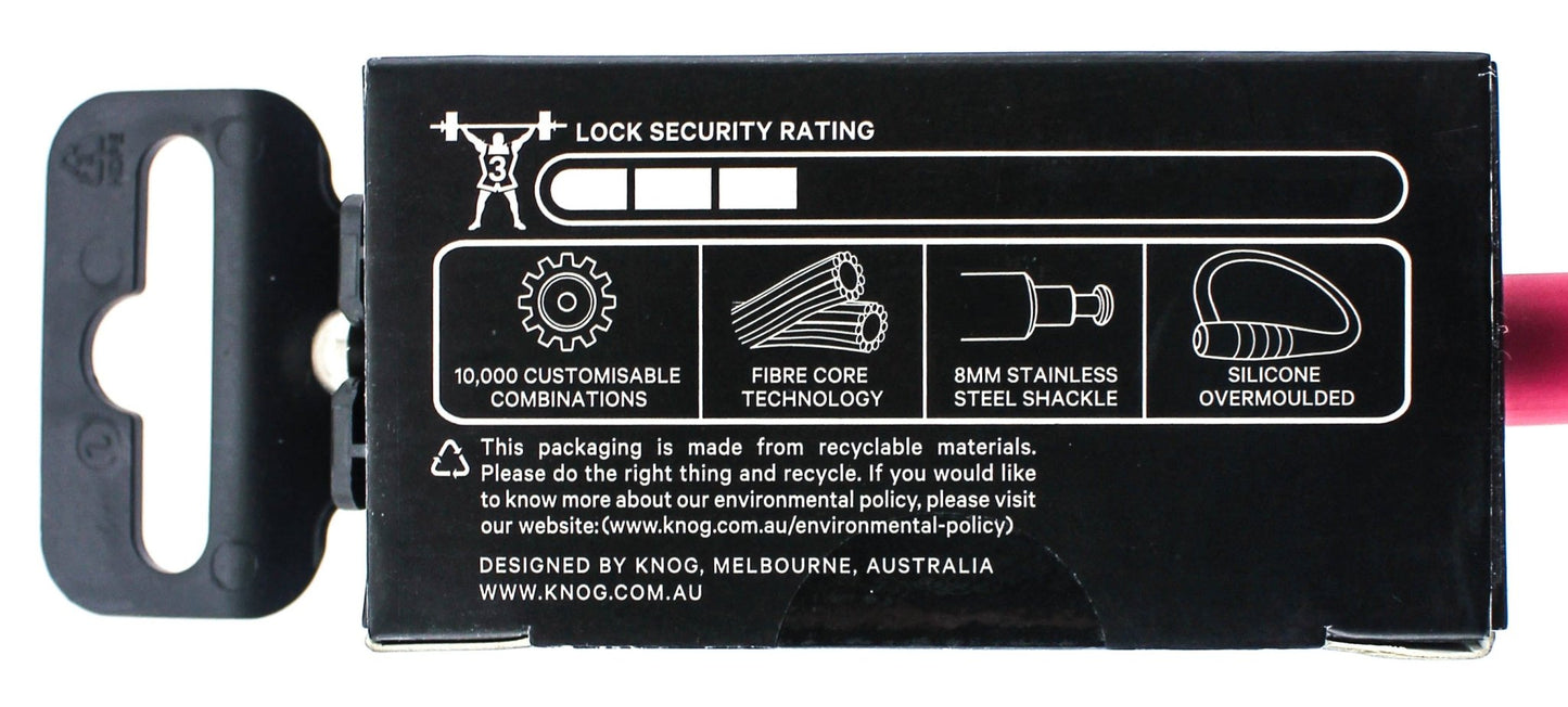 Knog Party Combo 620mm Combination Bike Lock Braided Steel Rose Pink New - Random Bike Parts