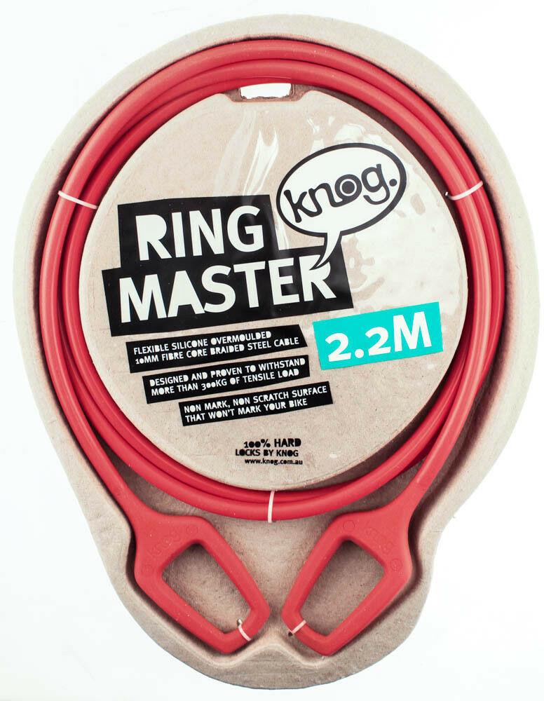 KNOG RING MASTER 2.2m Bike Cable Bike Silicone Over-Moulded Red 10mm Steel NEW - Random Bike Parts