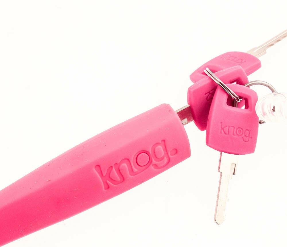 KNOG PARTY FRANK 620mm Cable Bike Lock With Bracket Rose Pink Keyed Steel NEW - Random Bike Parts