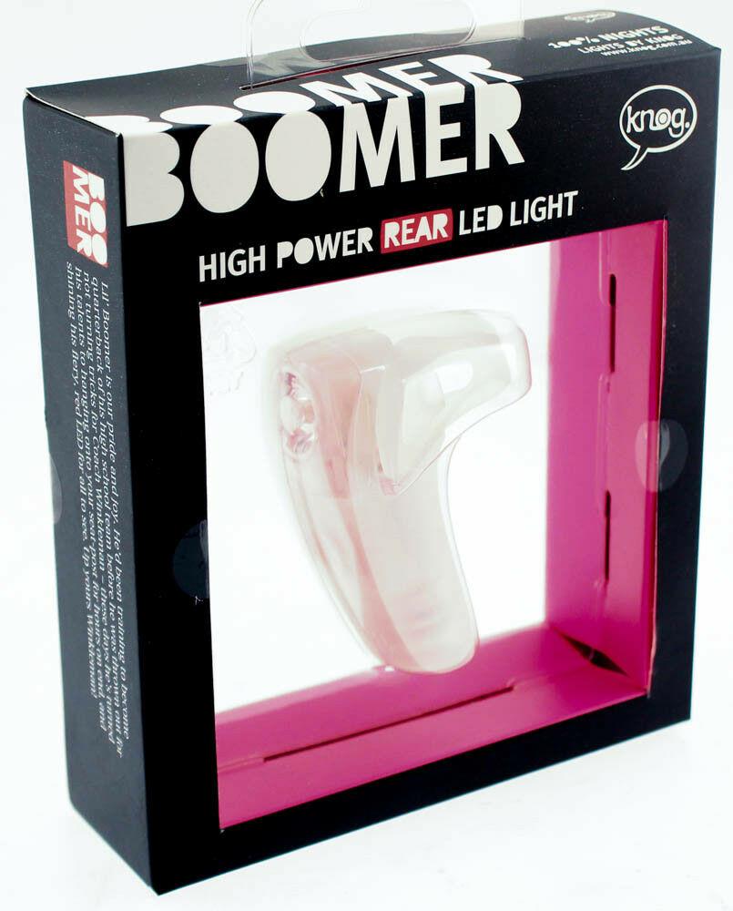 KNOG BOOMER '12 Translucent 1 RED LED Bike Rear Light 7 Lumen 4 Mode 600m NEW - Random Bike Parts