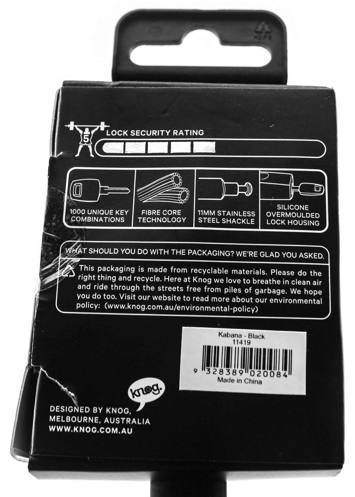 Knog Kabana Cable Bike Lock 740mm Keyed Black Silicone Steel Cable New - Random Bike Parts