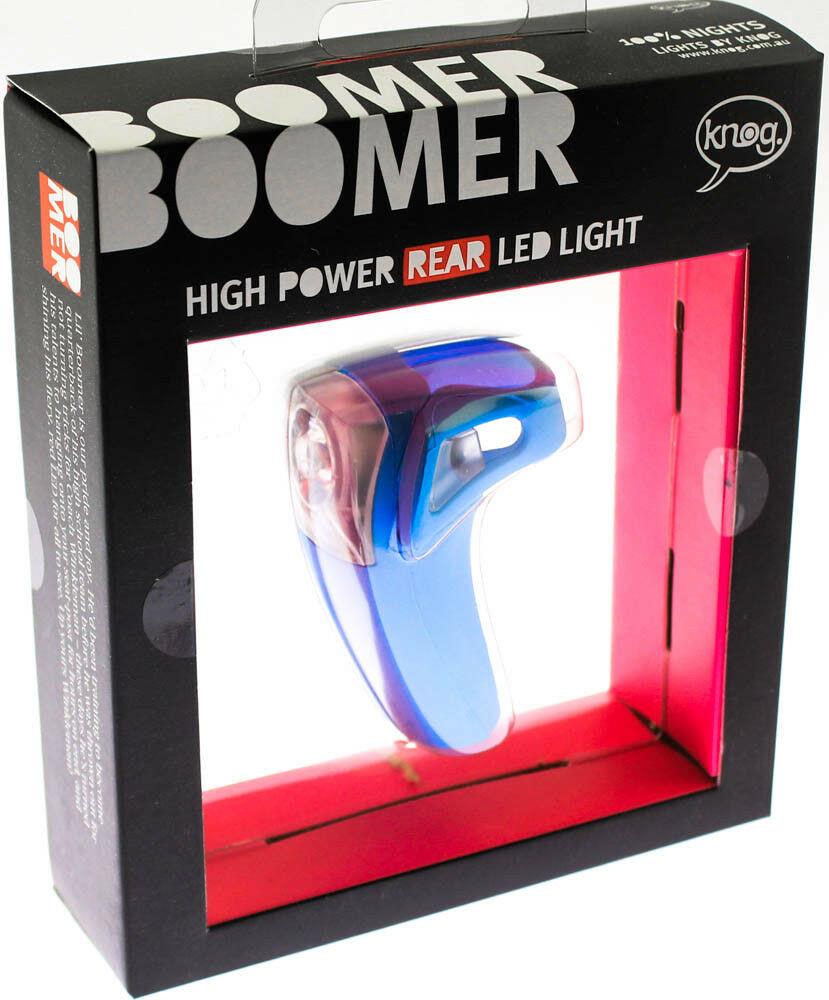 KNOG BOOMER '12 Light Blue 1 RED LED Bike Rear Light 7 Lumen 4 Mode 600m NEW - Random Bike Parts