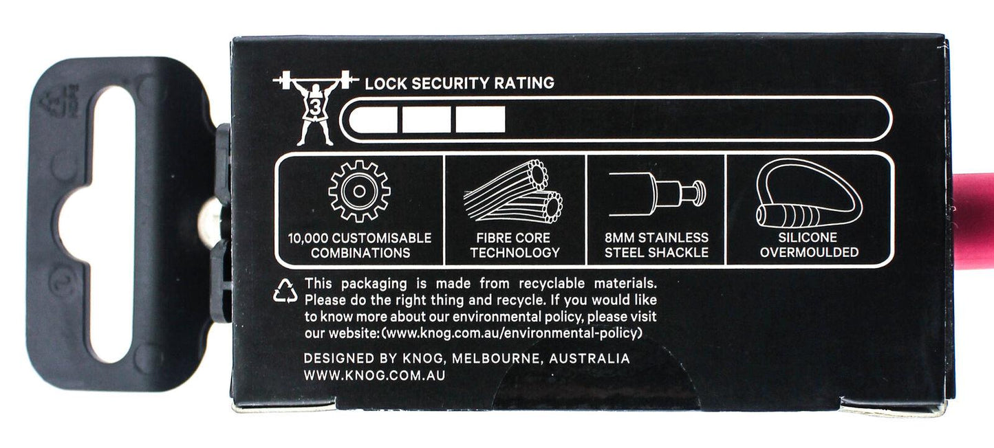 Lot of 3 Knog Party Combo 620mm Combination Bike Lock Braided Steel Pink New