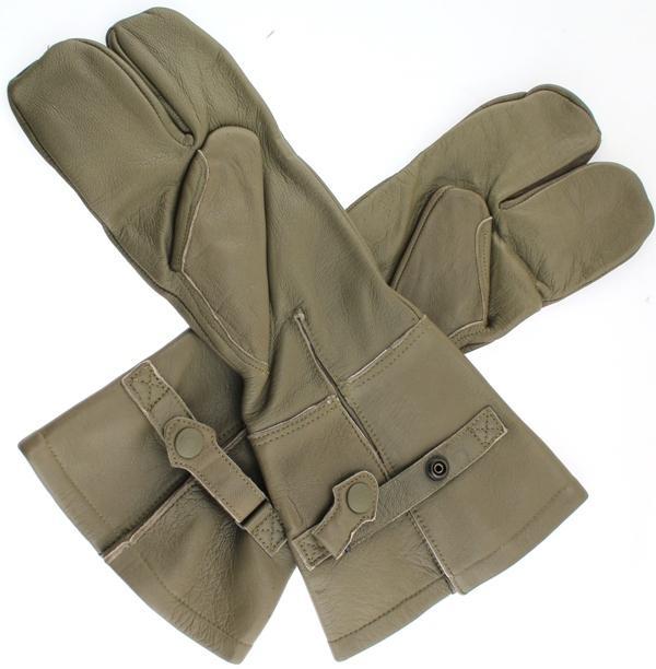 German Military Cycle Leather Gloves 2 - Finger Germany Med M Drab Olive USED - Random Bike Parts