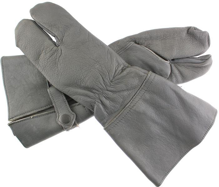 German Military Cycle Leather Gloves 2 - Finger Germany Medium Med M Gauntlet - Random Bike Parts