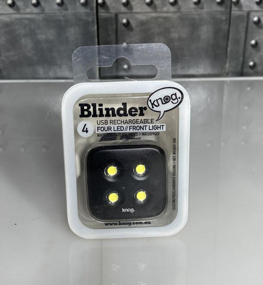 Knog 4 LED Front Bike Light Lite Rechargeable Blinder Black Square New - Random Bike Parts