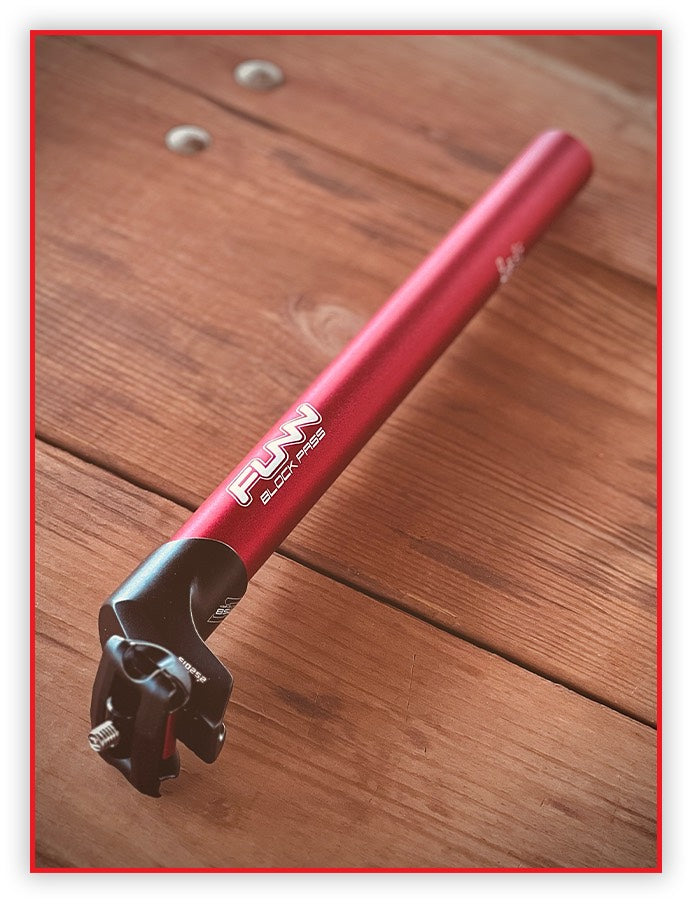 FUNN BlockPass Adjustable SetBack MTB Road Bike Seatpost 30.9mm X 400mm Red NEW
