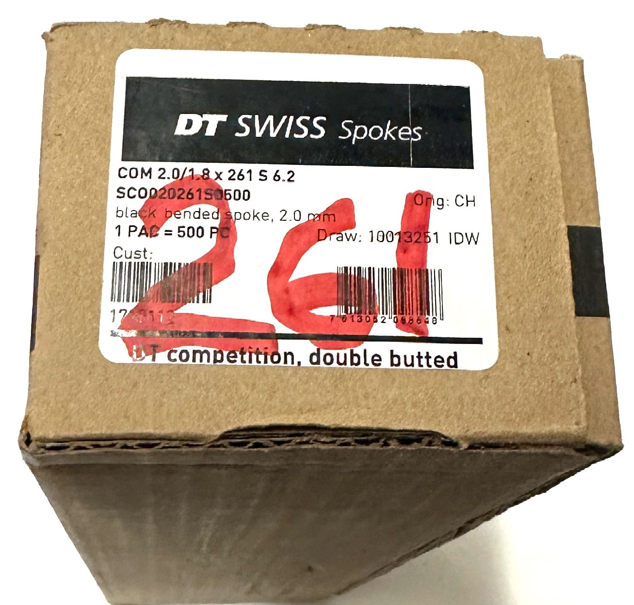 DT SWISS COMPETITION Spokes Black J-bend 2.0/1.8mm 14/15/14 DB 261mm 20/Count - Random Bike Parts