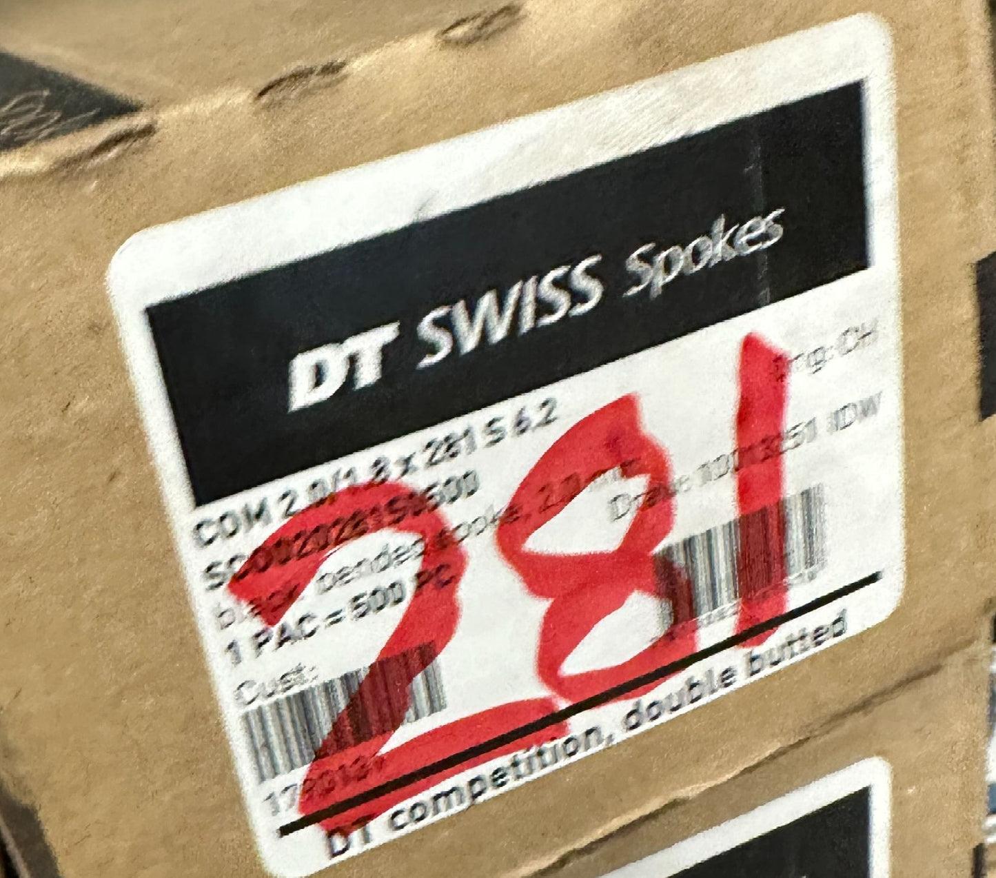 DT SWISS COMPETITION Spokes Black J-bend 2.0/1.8mm 14/15/14 DB 281mm 20/Count