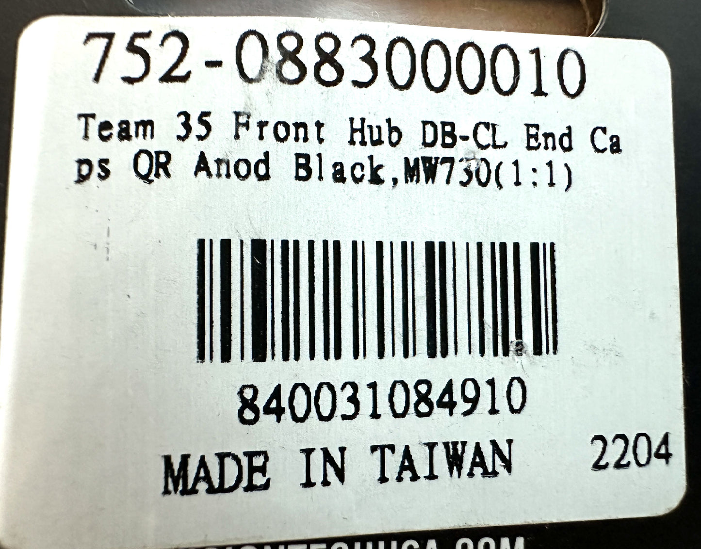 VISION Front Hub End Cap Kit Quick Release TEAM 35 DB-CL MW730 F-QR5-DS New