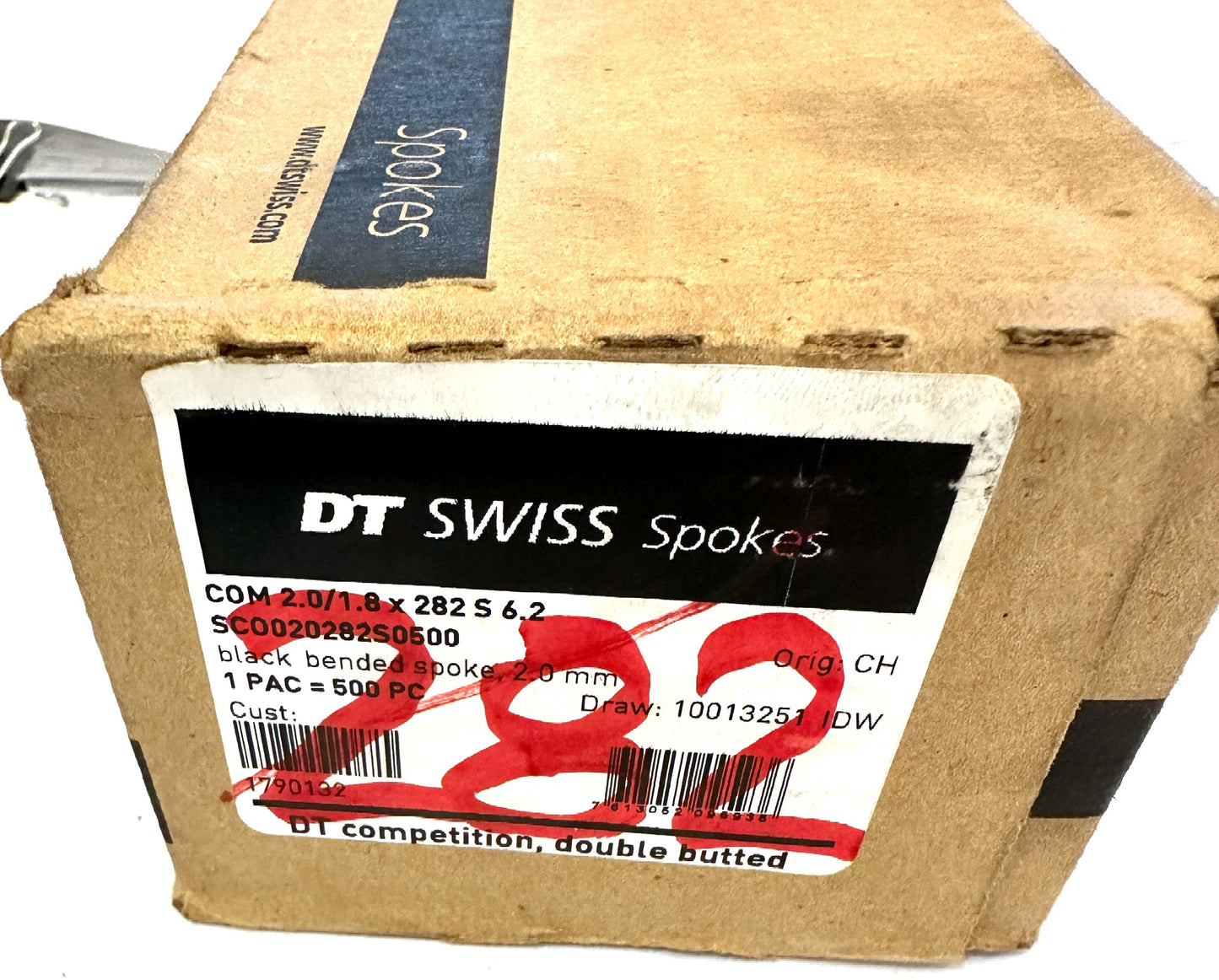 DT SWISS COMPETITION Spokes Black J-bend 2.0/1.8/2.0mm DB 282mm 20/Count