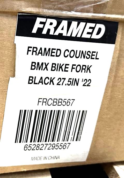Framed Counsel 27.5" BMX Steel Black Bike 1 1/8 Threadless Fork 3/8 Axle New