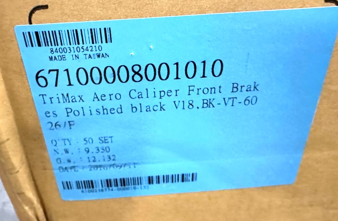 Trimax Aero Front Brake Alloy Caliper Polished Black BK-VT-6026 New