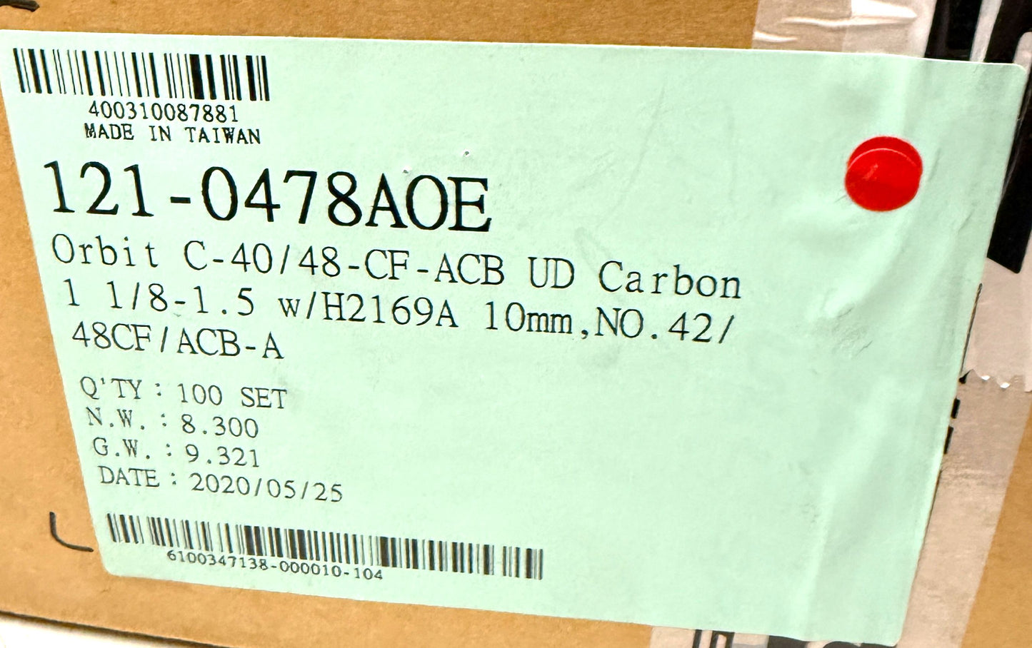 FSA ORBIT C-40/48 Intergrated Headset Assembly #121-01478A Carbon Top Cover