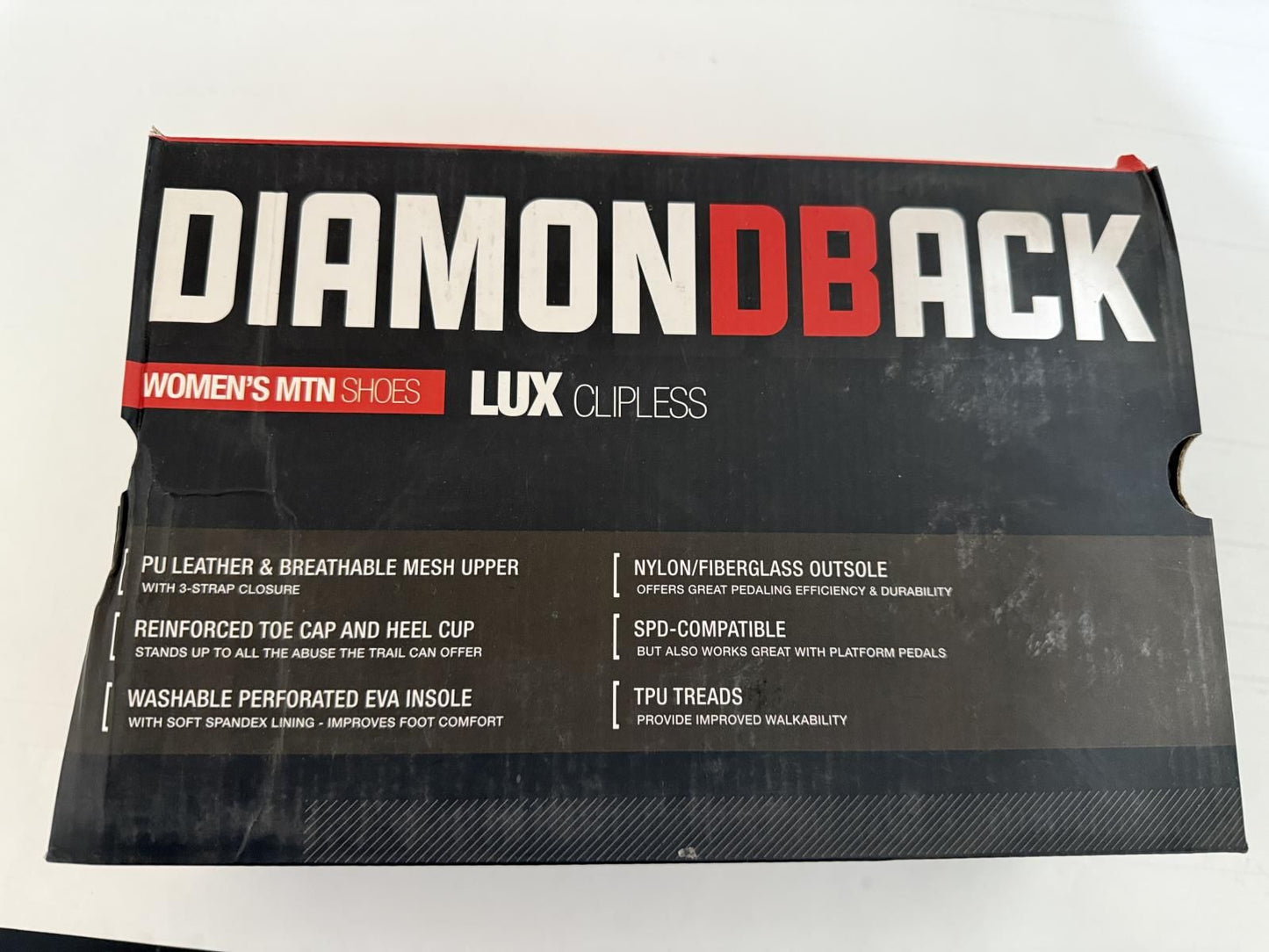 Diamondback Lux Mountain Bike Shoes Womens 6 US 38 Euro Clipless black