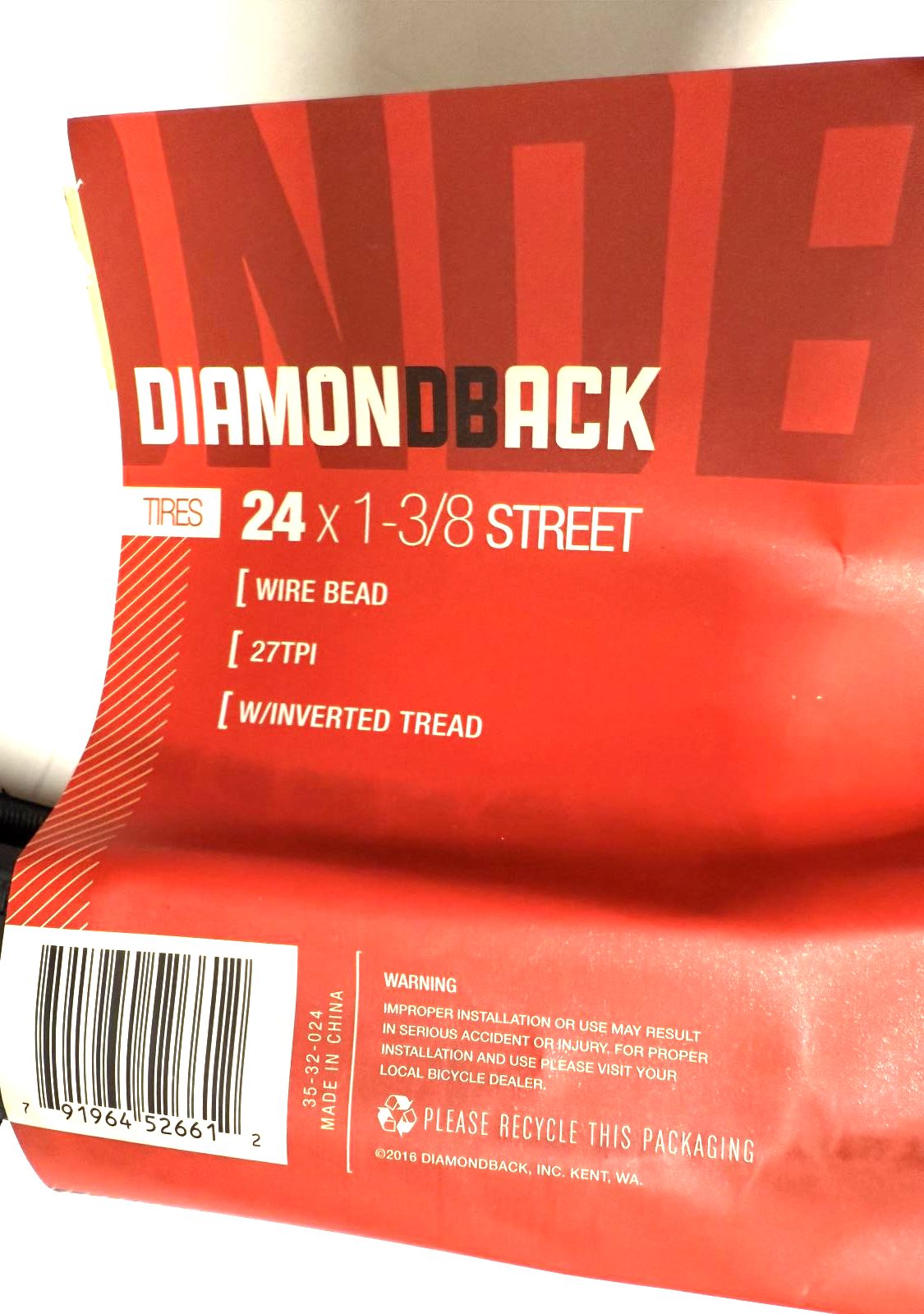 Pair (Lot of 2) Diamondback Bike Bicycle Wheelchair Wire Bead 24 x 1 3/8" Tires