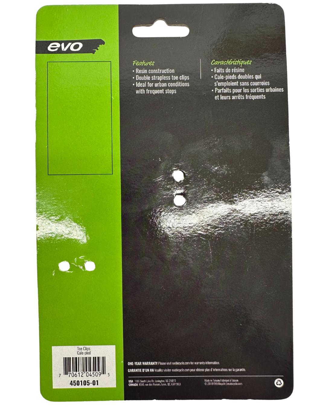 EVO Strapless Double Toe Clips – Black Resin Toe Clips (Pair)