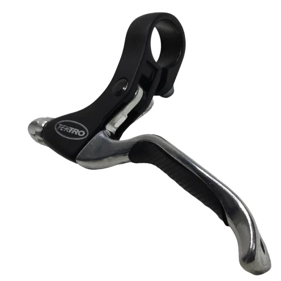 Tektro CL530 left 3-finger alloy brake lever in silver for V-brakes on 22.2mm flat handlebars