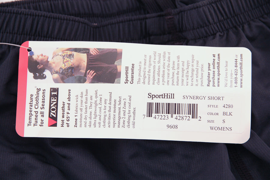 SPORTHILL SYNERGY Running Shorts Women's Small Sm S Lined Black NEW WITH TAGS