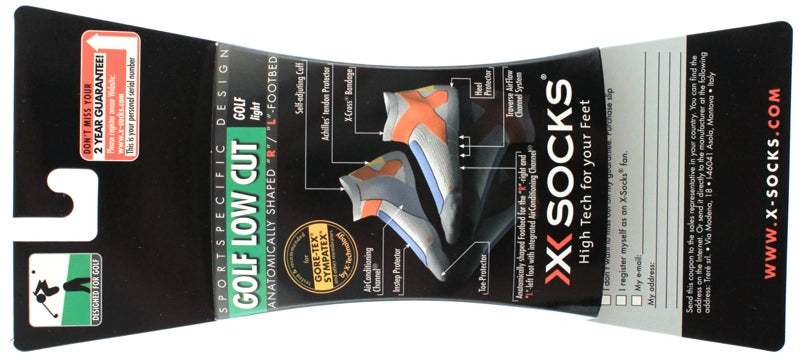 X-SOCKS GOLF LOW CUT MSRP $32 Men's Sock US 3.5 - 6 EU 35 - 38 Pair White NEW