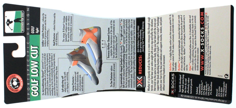 X-SOCKS GOLF LOW CUT MSRP $32 Men's Sock US 3.5 - 6 EU 35 - 38 Pair White NEW