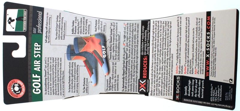 X-SOCKS GOLF AIR STEP Men's MSRP $32 Mid Sock US 3.5 - 6 EU 35 - 38 Pr Grey NEW