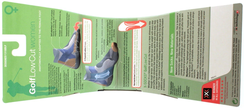 X-SOCKS GOLF Low Cut Women's MSRP $32 US 4.5 - 5.5 EU 35 - 36 Pr White Blue NEW