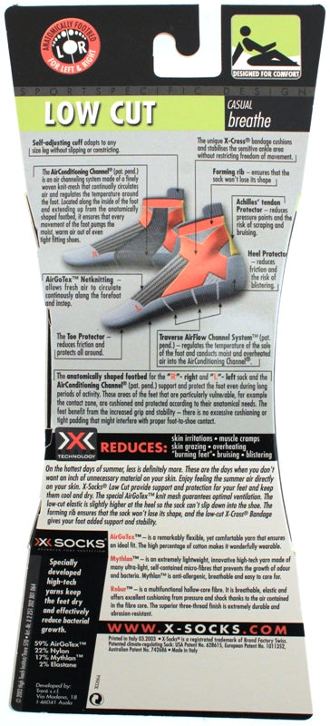 X-SOCKS LOW CUT Casual Breathe MSRP $24 US 11.5 - 13 EU 45 - 47 Black NEW