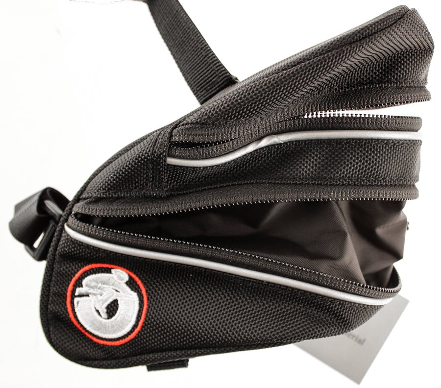 Bicycle Saddlebag Saddle Bag Bike Black Straps Reflective Expandable NEW - Random Bike Parts