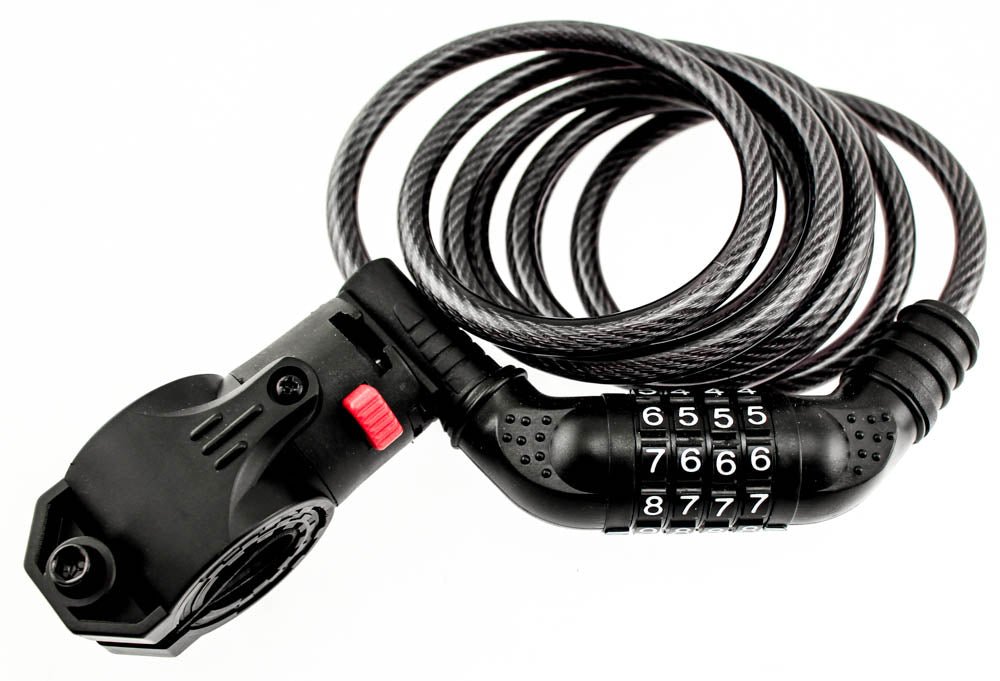 BIKE STREET Combination Bike Lock Cable 8mm x 6' Combo Flexible W/ Mounting NEW - Random Bike Parts