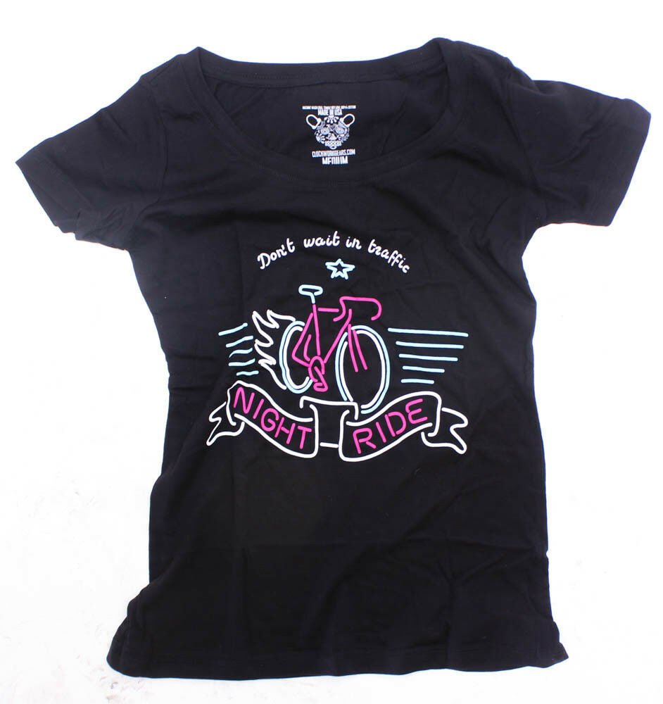 CLOCKWORK GEARS DON'T WAIT Lg Women T-Shirt Short Sleeve Black Cotton V-Neck NEW - Random Bike Parts