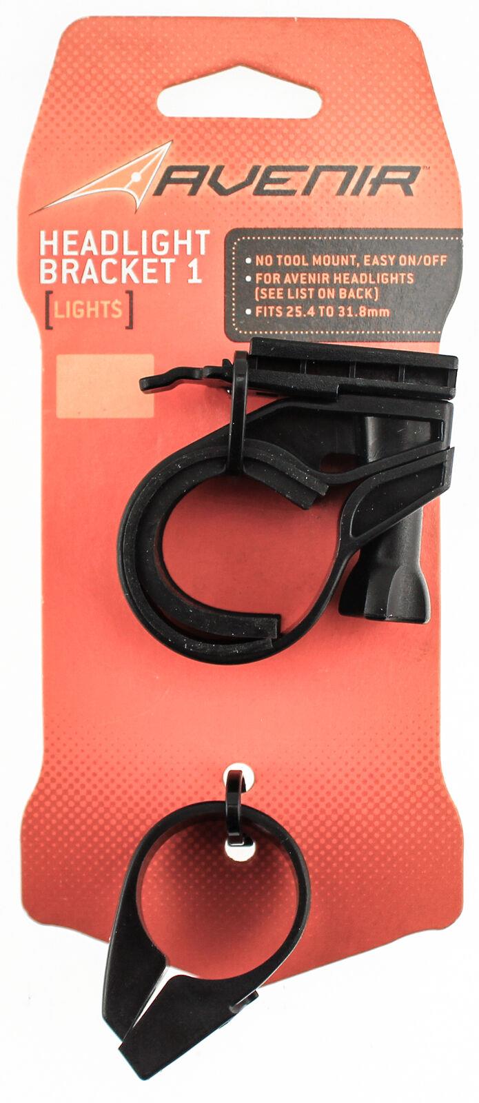 AVENIR Headlight Bracket 1 Bike 25.4 - 31.8mm Black For Avenir Headlights NEW - Random Bike Parts