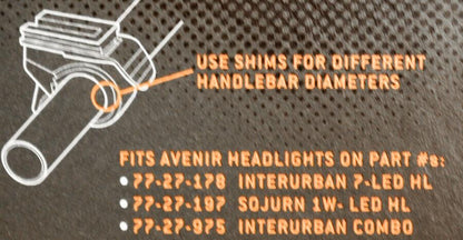 AVENIR Headlight Bracket 1 Bike 25.4 - 31.8mm Black For Avenir Headlights NEW - Random Bike Parts