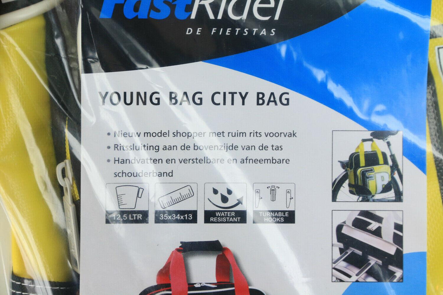 FastRider Young City Pannier Bike Bag 12.5L Water Resistant Black / Yellow NEW - Random Bike Parts