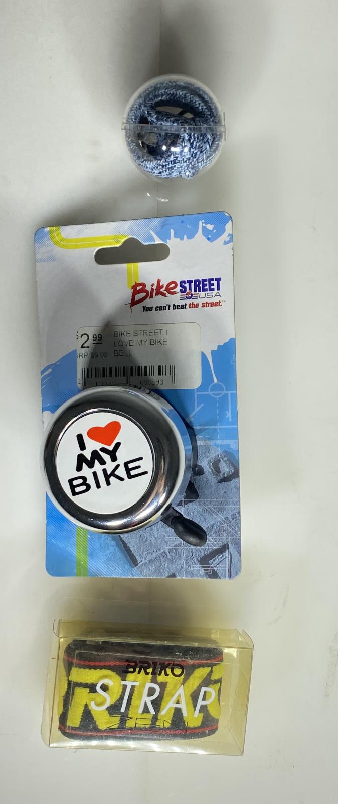 Lot of Cycling Accessory Kit/ Pump, Bike Lock, Mirror, Bell, and Straps: New