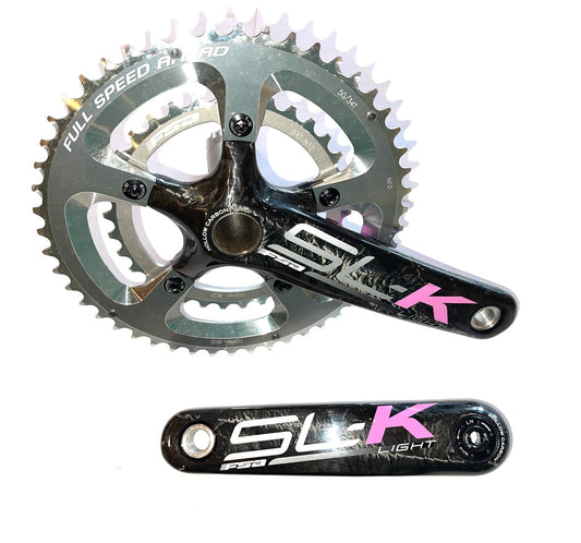 FSA SL-K Light 50/34T 165mm N10 Road Bike Carbon Crankset Megaexo Pink NTO New - Random Bike Parts