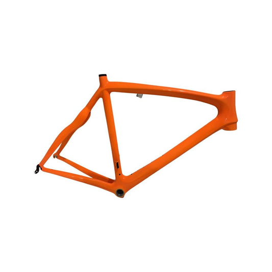 58cm Fluorescent Orange Carbon Road Bike Frame Italian BB Tapered New - Random Bike Parts