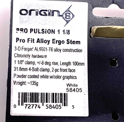 Origin8 Pro Pulsion 100mm Alloy Ergo Bike Stem 31.8mm 1-1/8" New Blem