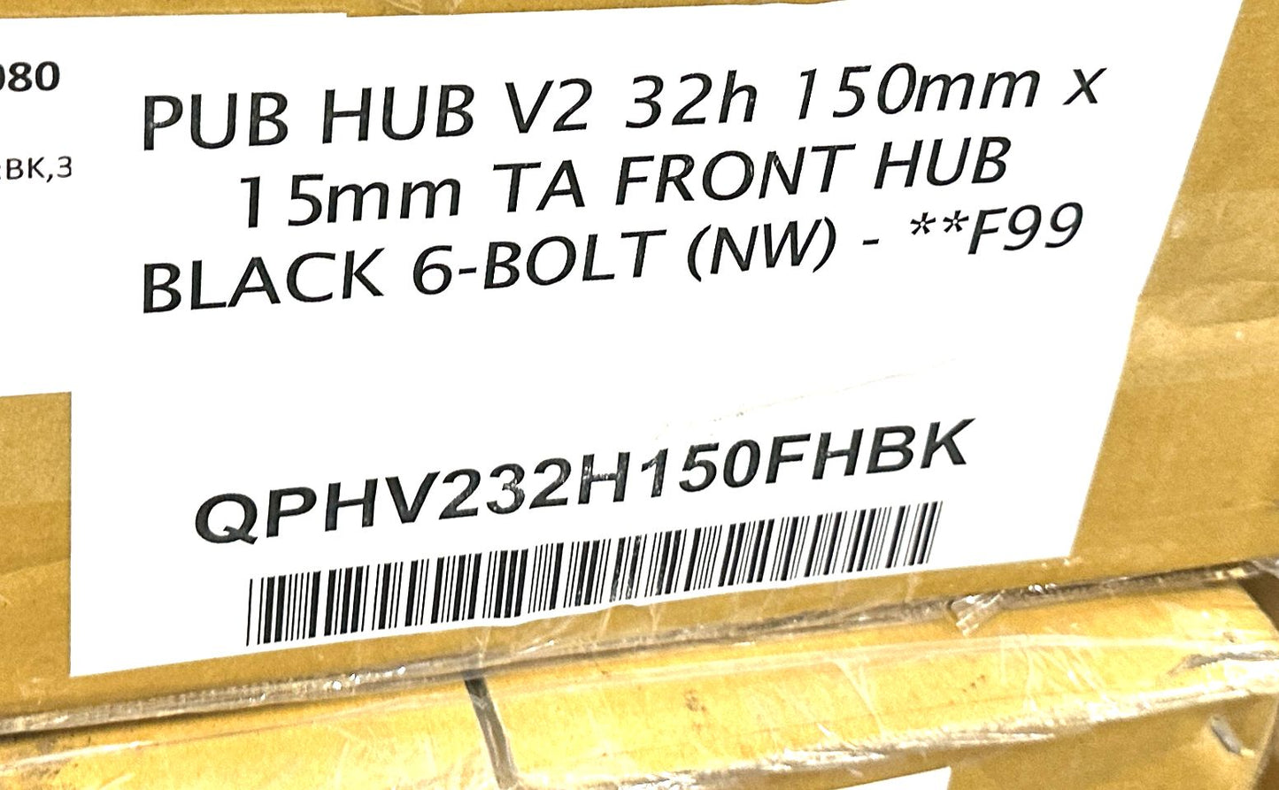 PUB 32h 150mm x 15mm 6 Bolt Disc Front Hub Black Bike Wheel Hub Fat Bike New