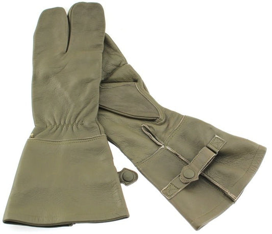German Military Cycle Leather Gloves 2 - Finger Germany Med M Drab Olive USED - Random Bike Parts
