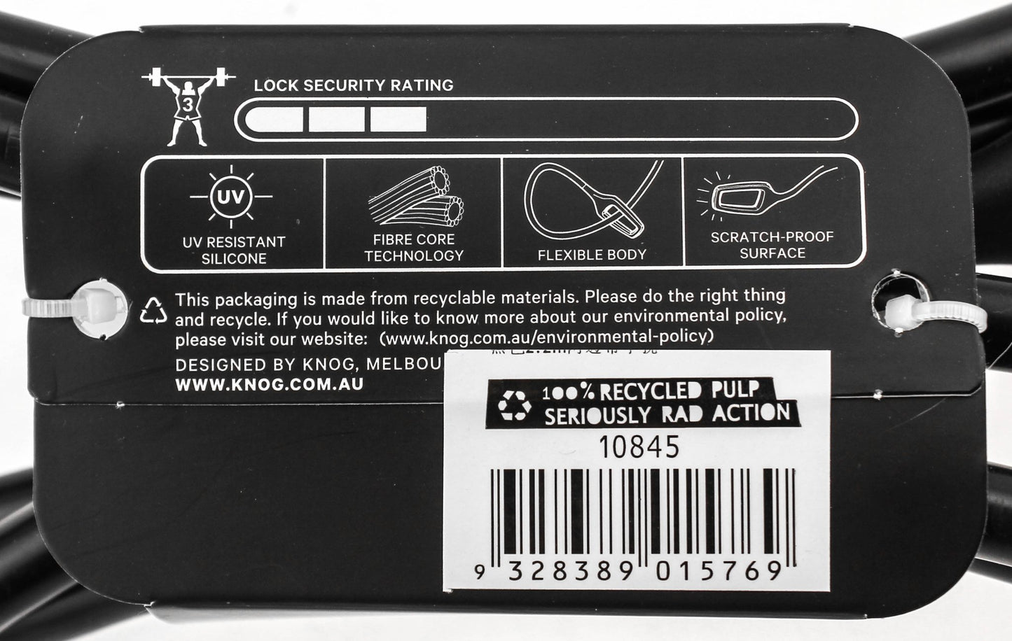 KNOG RING MASTER 2.2m Bike Cable Bike Silicone Over-Moulded Black 10mm Steel NEW - Random Bike Parts