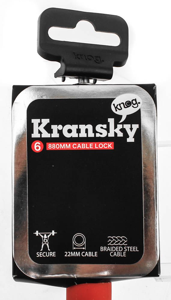 Knog Kransky 880mm Cable Bike Lock With Bracket Red Keyed Silicone Steel New - Random Bike Parts