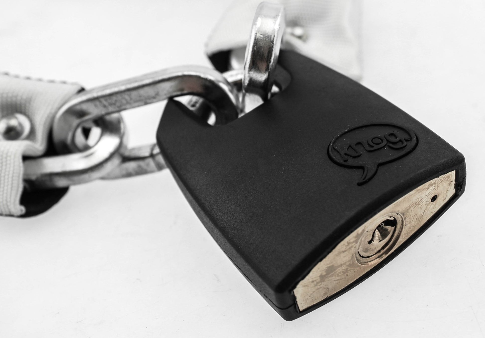 Knog "The Straight Jacket Fatty" 800mm Fat Chain Lock Steel Nylon Black/White New - Random Bike Parts