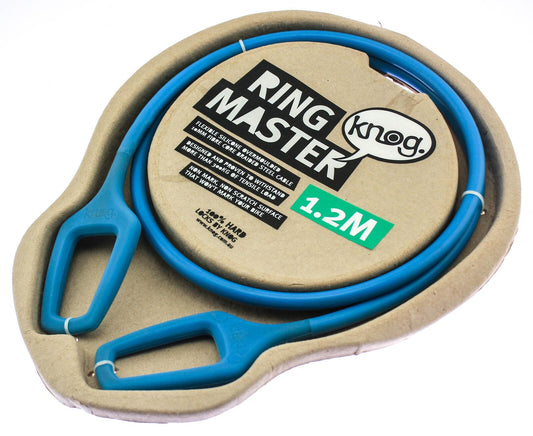 Knog Ring Master 1.2m Bike Cable Bike Silicone Over-Moulded Blue 10mm Steel NEW - Random Bike Parts