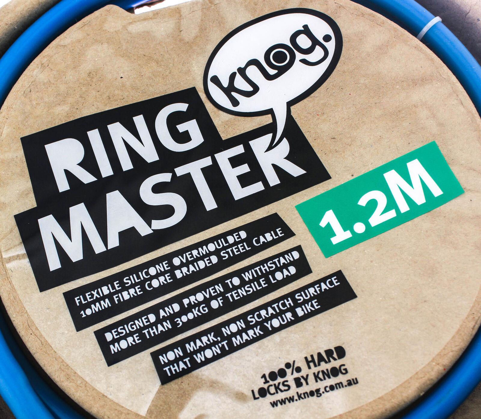 Knog Ring Master 1.2m Bike Cable Bike Silicone Over-Moulded Blue 10mm Steel NEW - Random Bike Parts