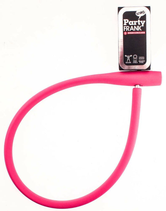 KNOG PARTY FRANK 620mm Cable Bike Lock With Bracket Rose Pink Keyed Steel NEW - Random Bike Parts